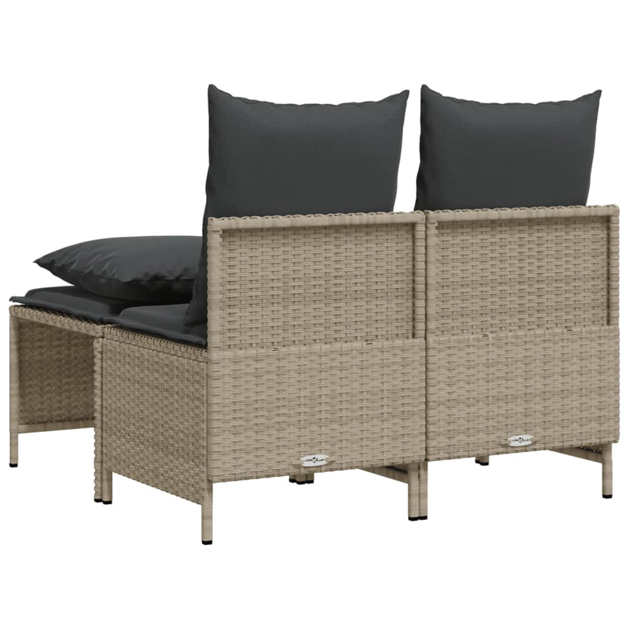 4-delige Loungeset met kussens poly rattan lichtgrijs