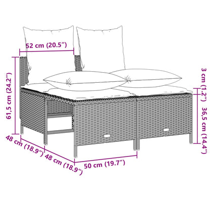 4-delige Loungeset met kussens poly rattan lichtgrijs