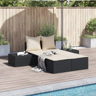 Sun lounger 2-person with cushions poly rattan black