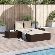Ligbed 2-persoons poly rattan bruin 104x162x30 cm