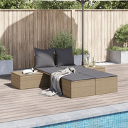 Ligbed 2-persoons poly rattan beige 104x162x30 cm