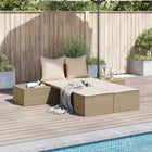 2-person sun lounger with cushions poly rattan beige
