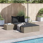 Sun lounger 2-seater with cushions poly rattan light grey