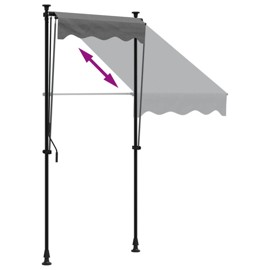 Luifel uittrekbaar 100x150 cm stof en staal antracietkleurig