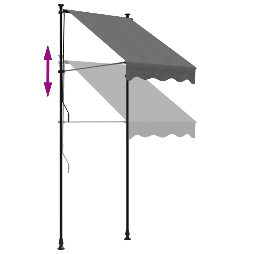 Luifel uittrekbaar 100x150 cm stof en staal antracietkleurig