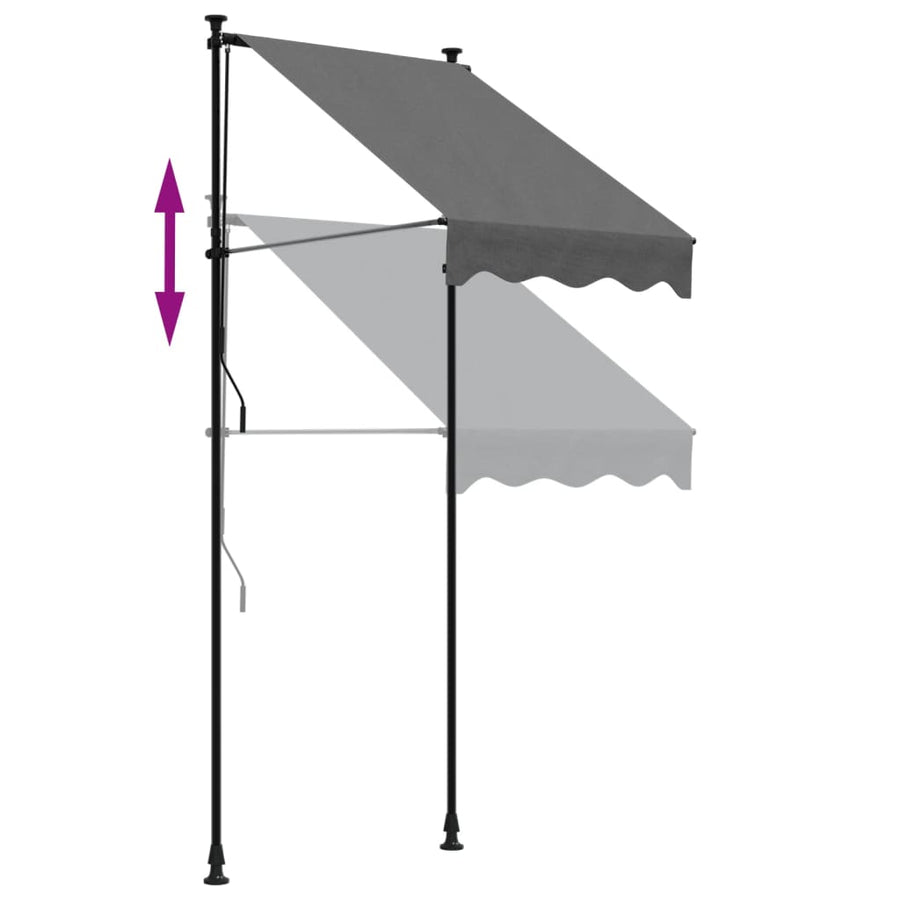 Luifel uittrekbaar 100x150 cm stof en staal antracietkleurig