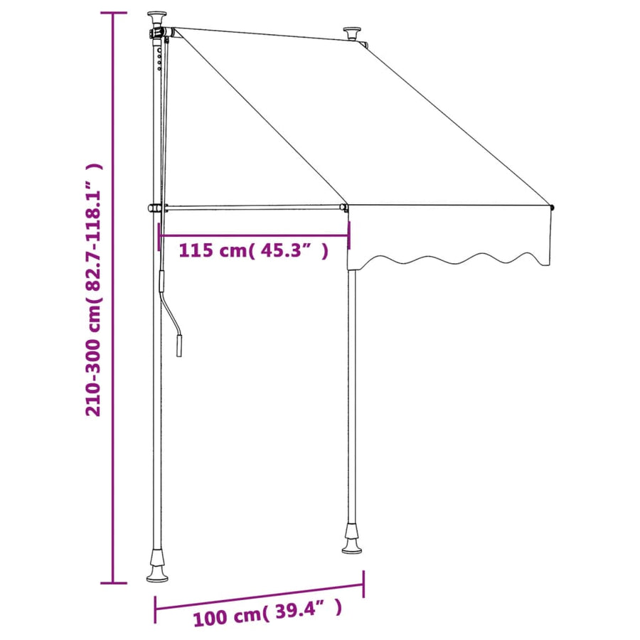 Luifel uittrekbaar 100x150 cm stof en staal antracietkleurig