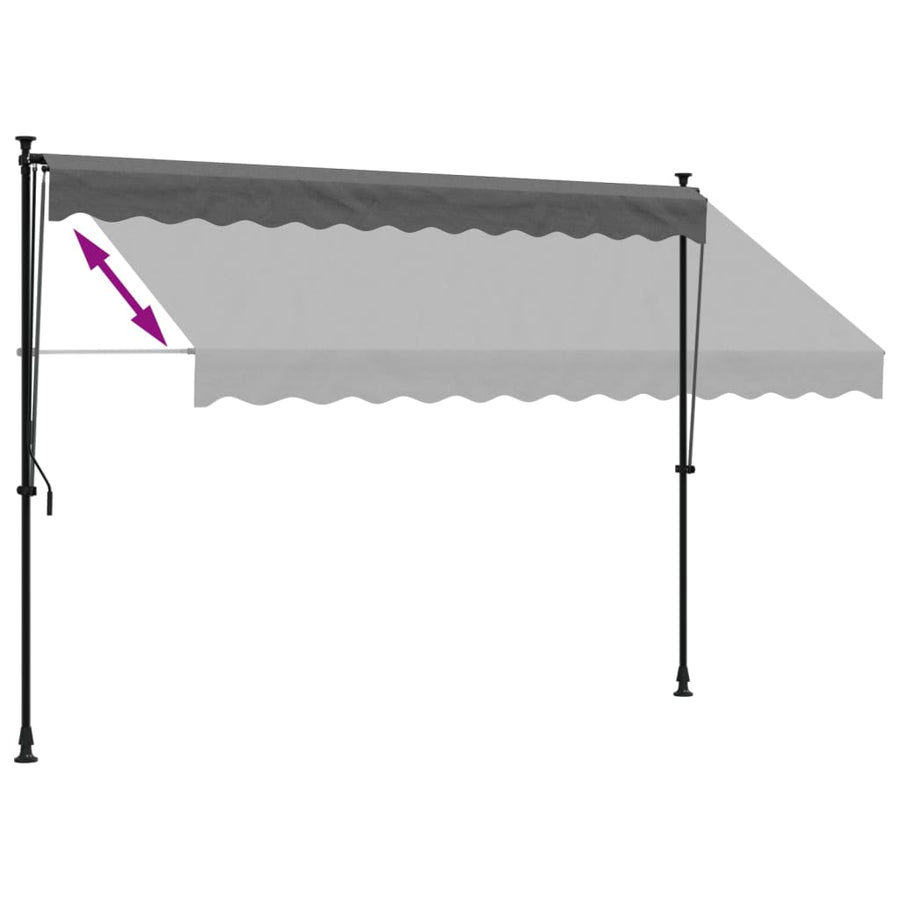 Luifel uittrekbaar 300x150 cm stof en staal antracietkleurig