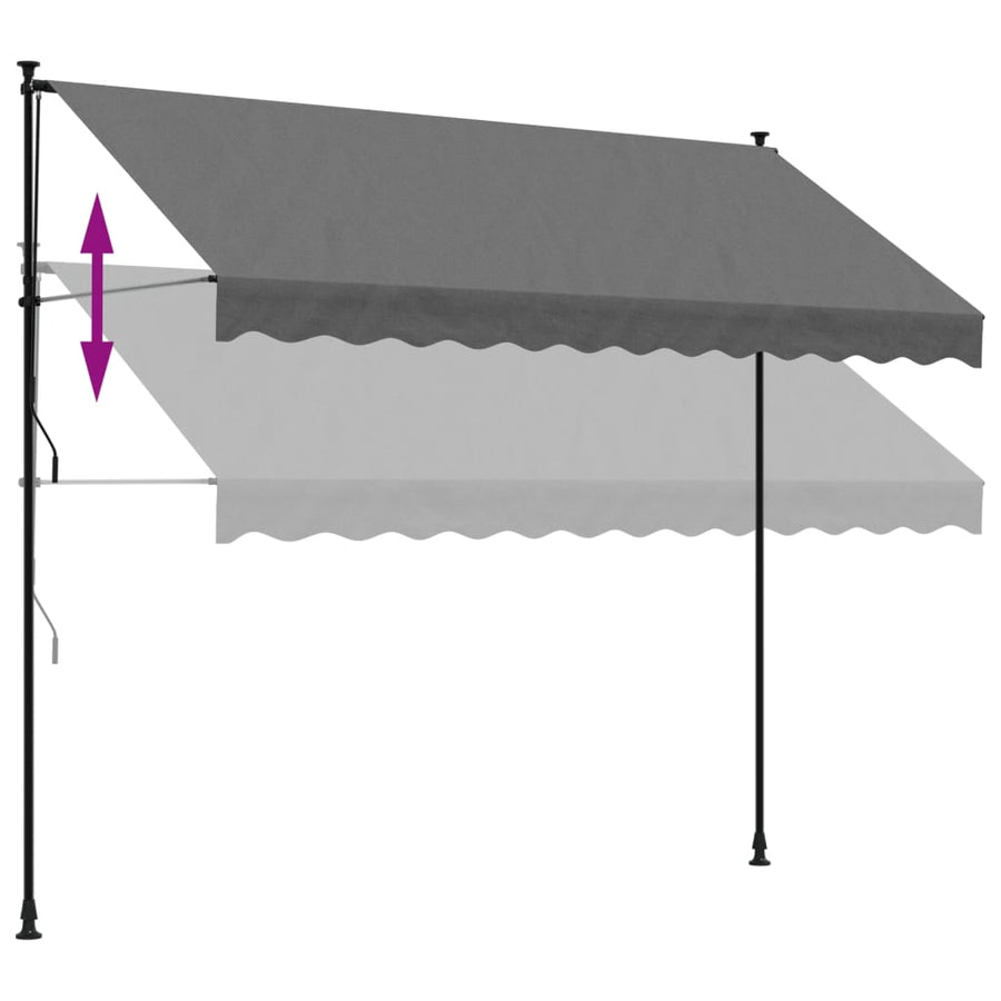 Luifel uittrekbaar 300x150 cm stof en staal antracietkleurig
