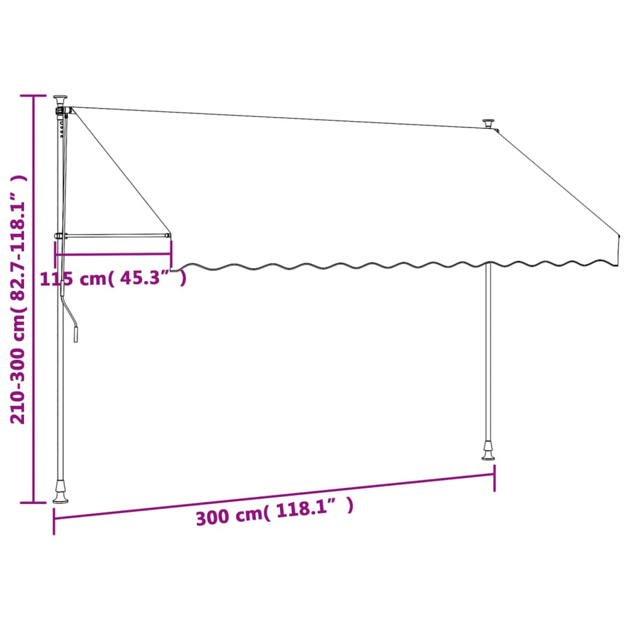 Luifel uittrekbaar 300x150 cm stof en staal antracietkleurig