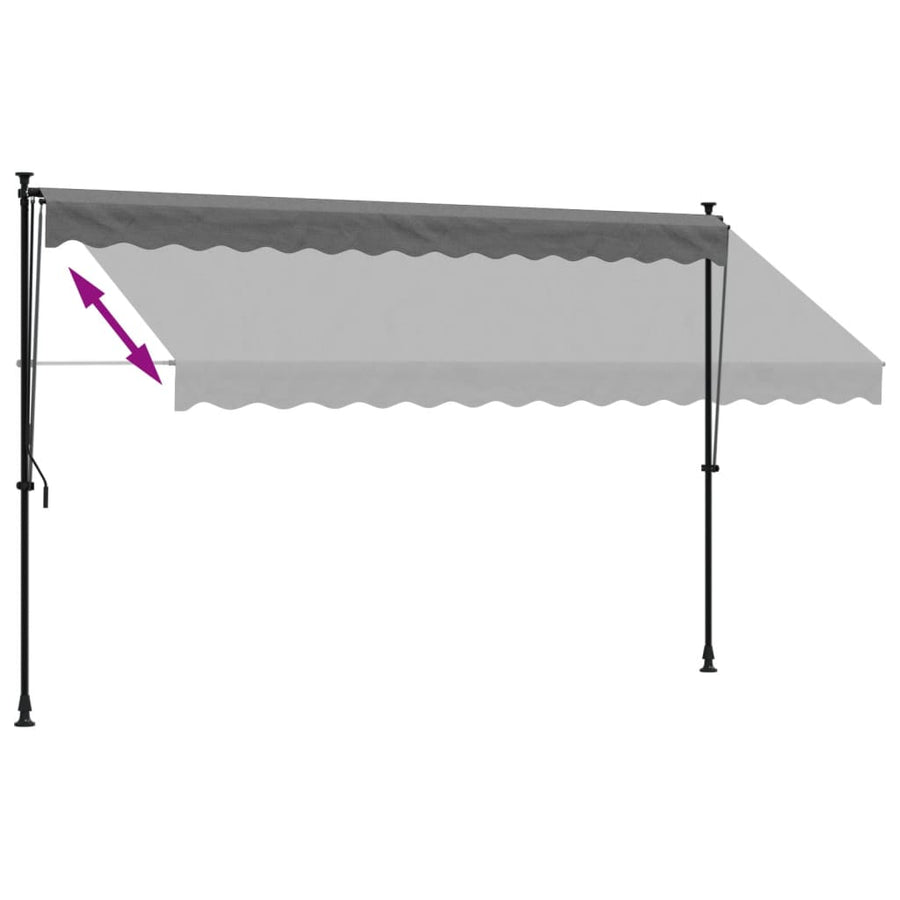 Luifel uittrekbaar 350x150 cm stof en staal antracietkleurig
