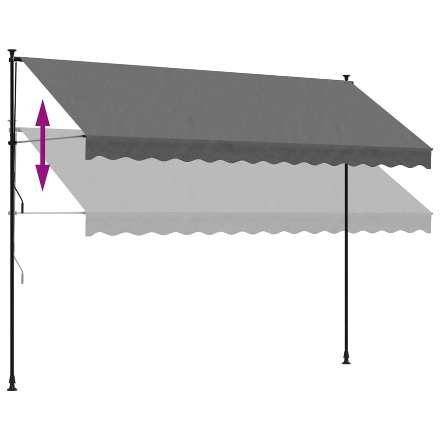 Luifel uittrekbaar 350x150 cm stof en staal antracietkleurig