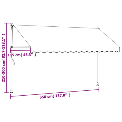 Luifel uittrekbaar 350x150 cm stof en staal antracietkleurig