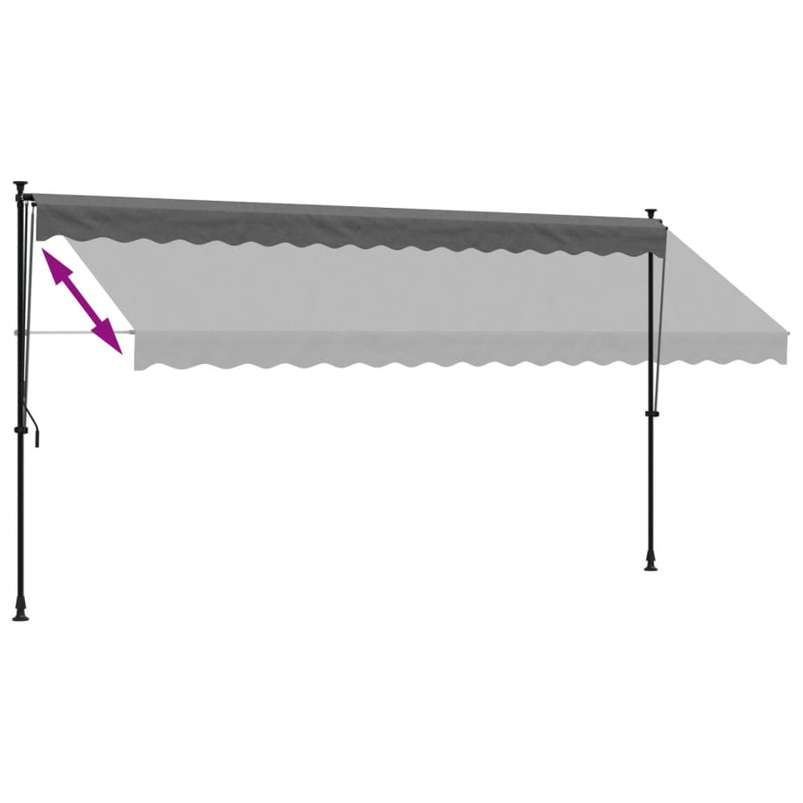 Luifel uittrekbaar 400x150 cm stof en staal antracietkleurig