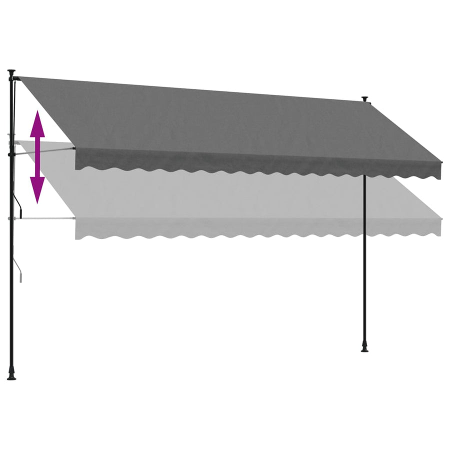 Luifel uittrekbaar 400x150 cm stof en staal antracietkleurig
