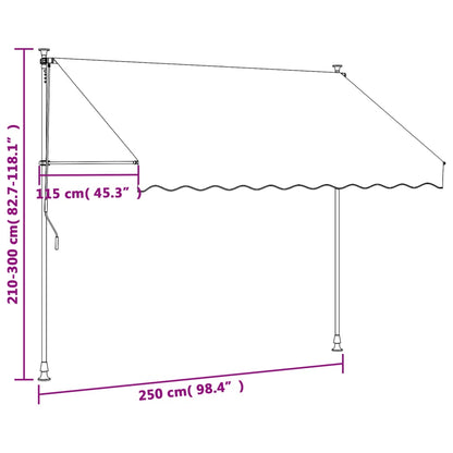 Luifel uittrekbaar 250x150 cm stof en staal crèmekleurig