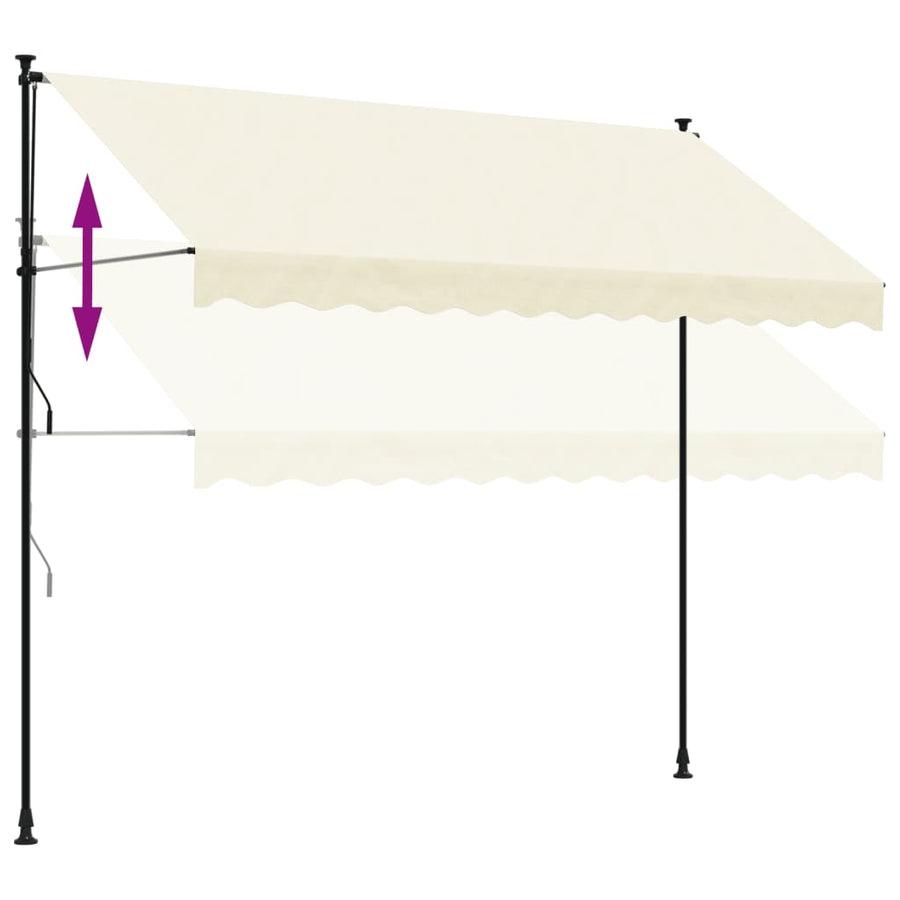Luifel uittrekbaar 300x150 cm stof en staal crèmekleurig