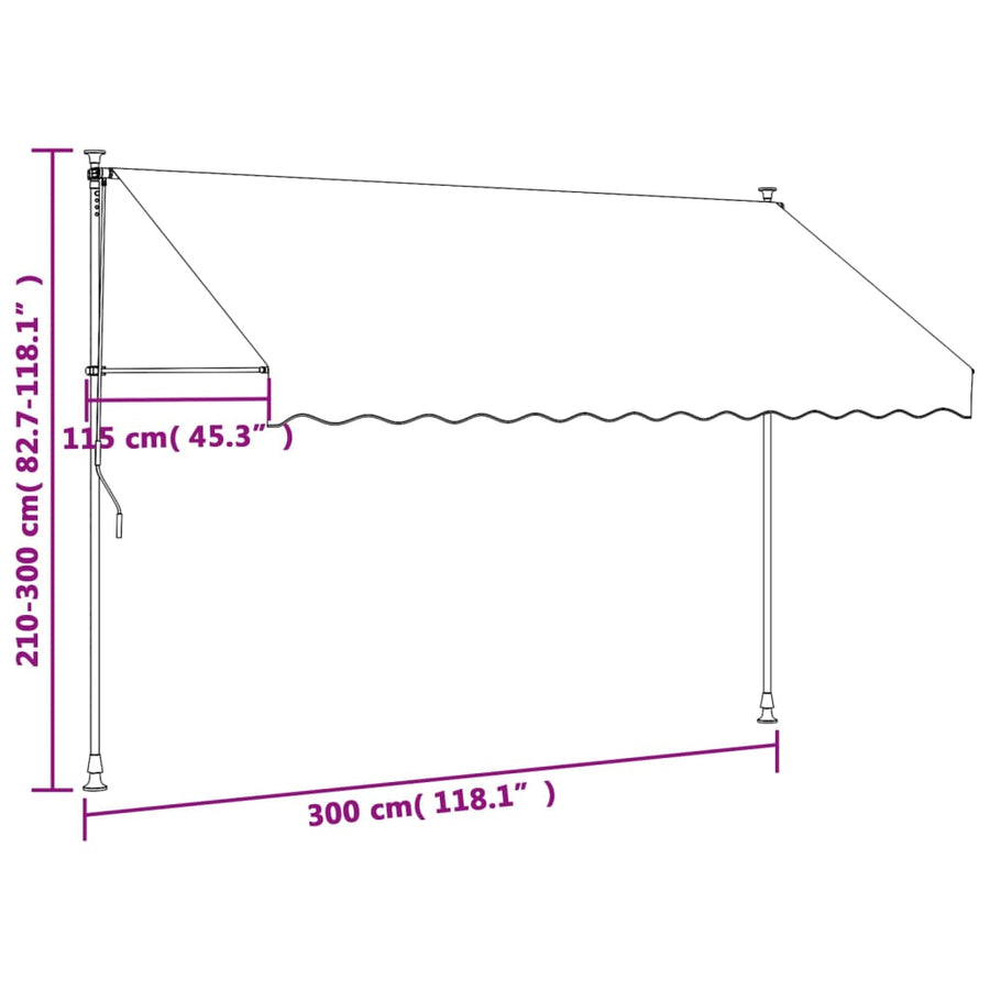 Luifel uittrekbaar 300x150 cm stof en staal crèmekleurig