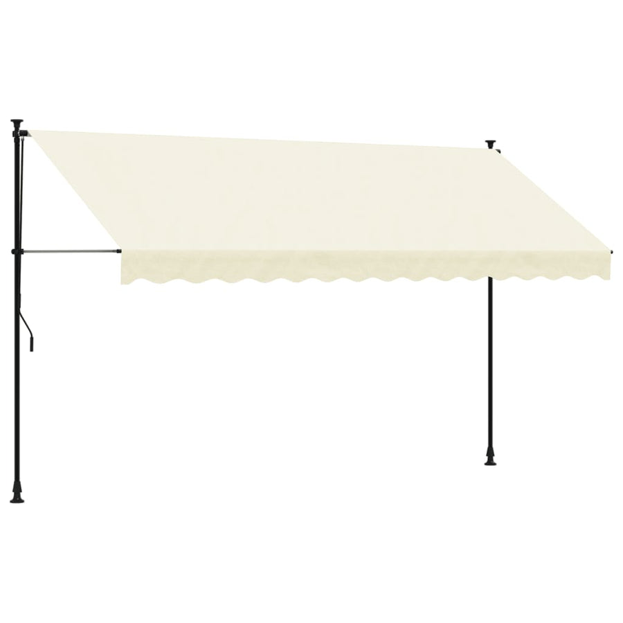 Luifel uittrekbaar 350x150 cm stof en staal crèmekleurig