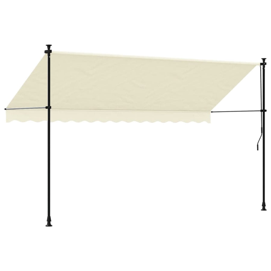 Luifel uittrekbaar 350x150 cm stof en staal crèmekleurig