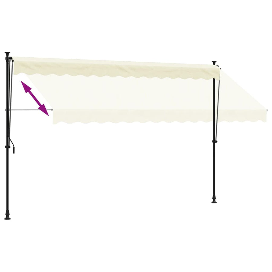 Luifel uittrekbaar 350x150 cm stof en staal crèmekleurig