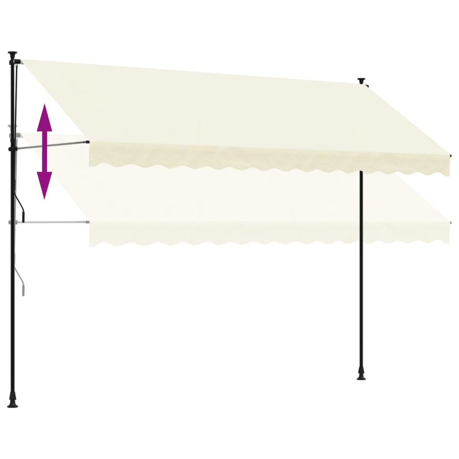 Luifel uittrekbaar 350x150 cm stof en staal crèmekleurig