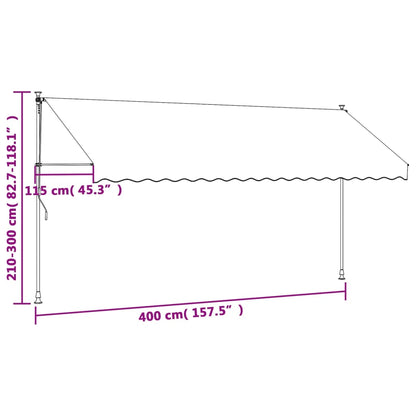 Luifel Uittrekbaar Stof En Staal Kleurig 400 x 150 cm Crème