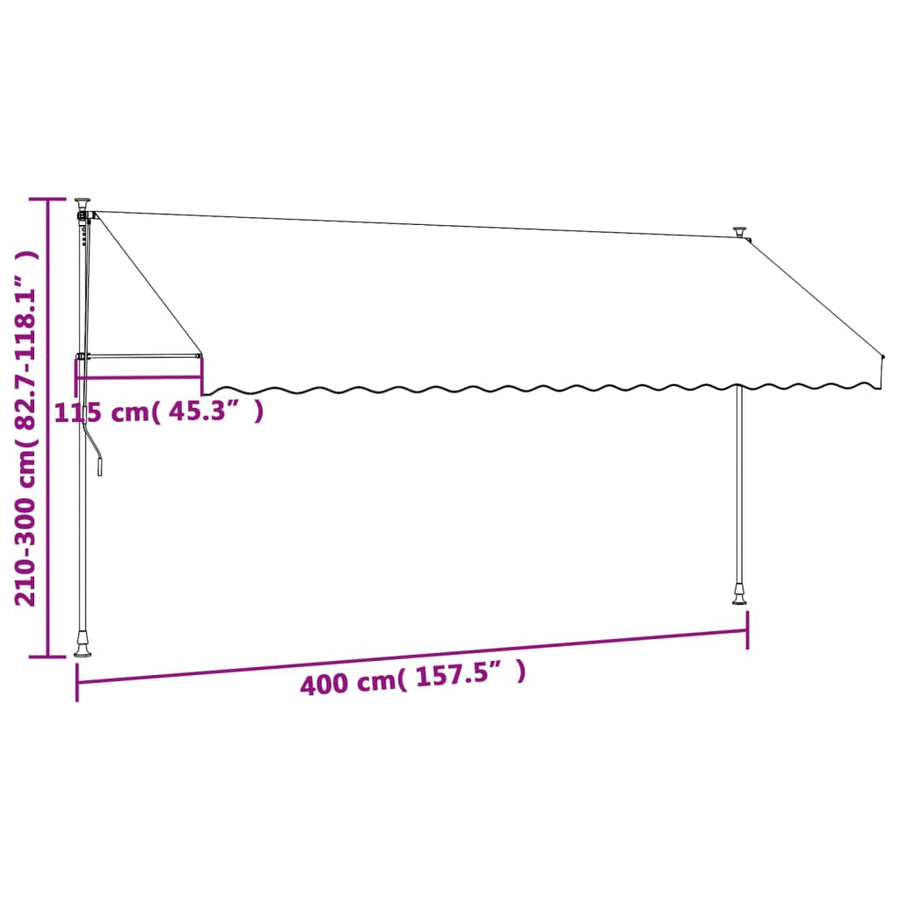 Luifel Uittrekbaar Stof En Staal Kleurig 400 x 150 cm Crème