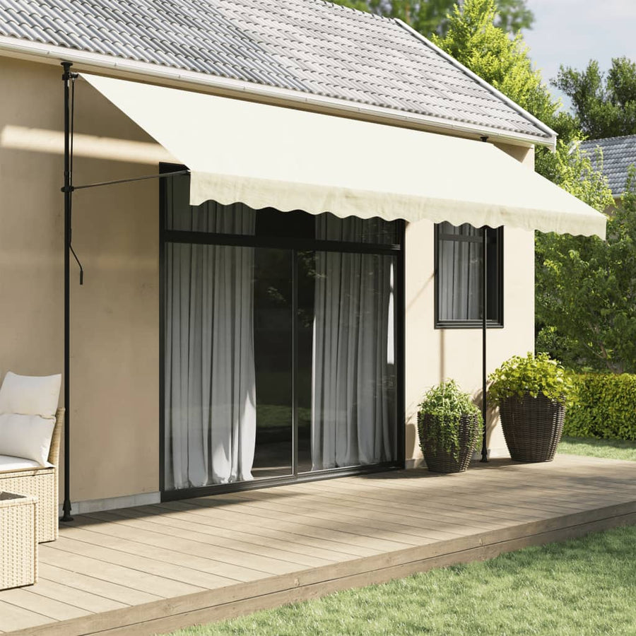 Luifel Uittrekbaar Stof En Staal Kleurig 400 x 150 cm Crème