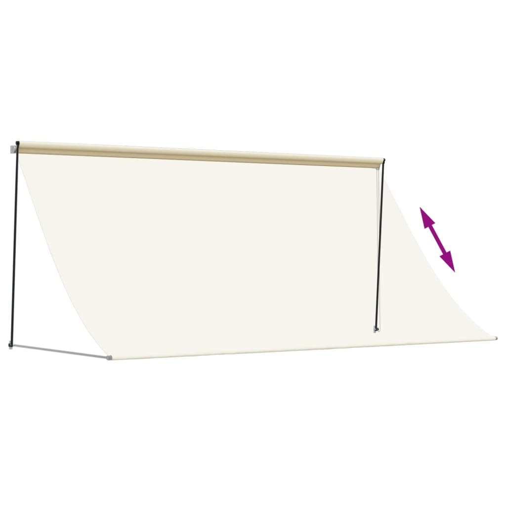 Luifel Uittrekbaar 300X150 Cm Stof En Staal Crèmekleurig Lichtgrijs