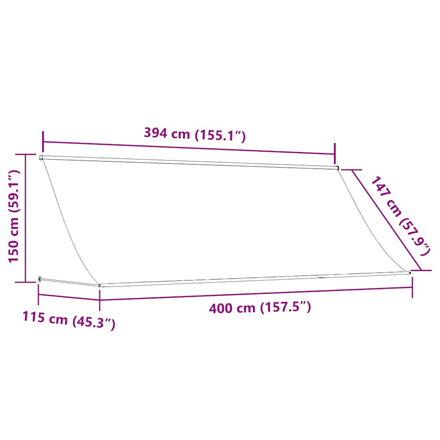 Luifel Uittrekbaar Stof En Staal Kleurig 400 x 150 cm