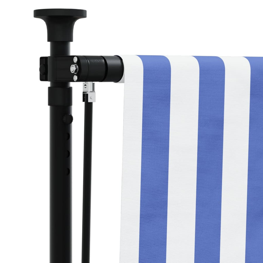 Rolgordijn voor buiten 100x270 cm stof en staal blauw en wit