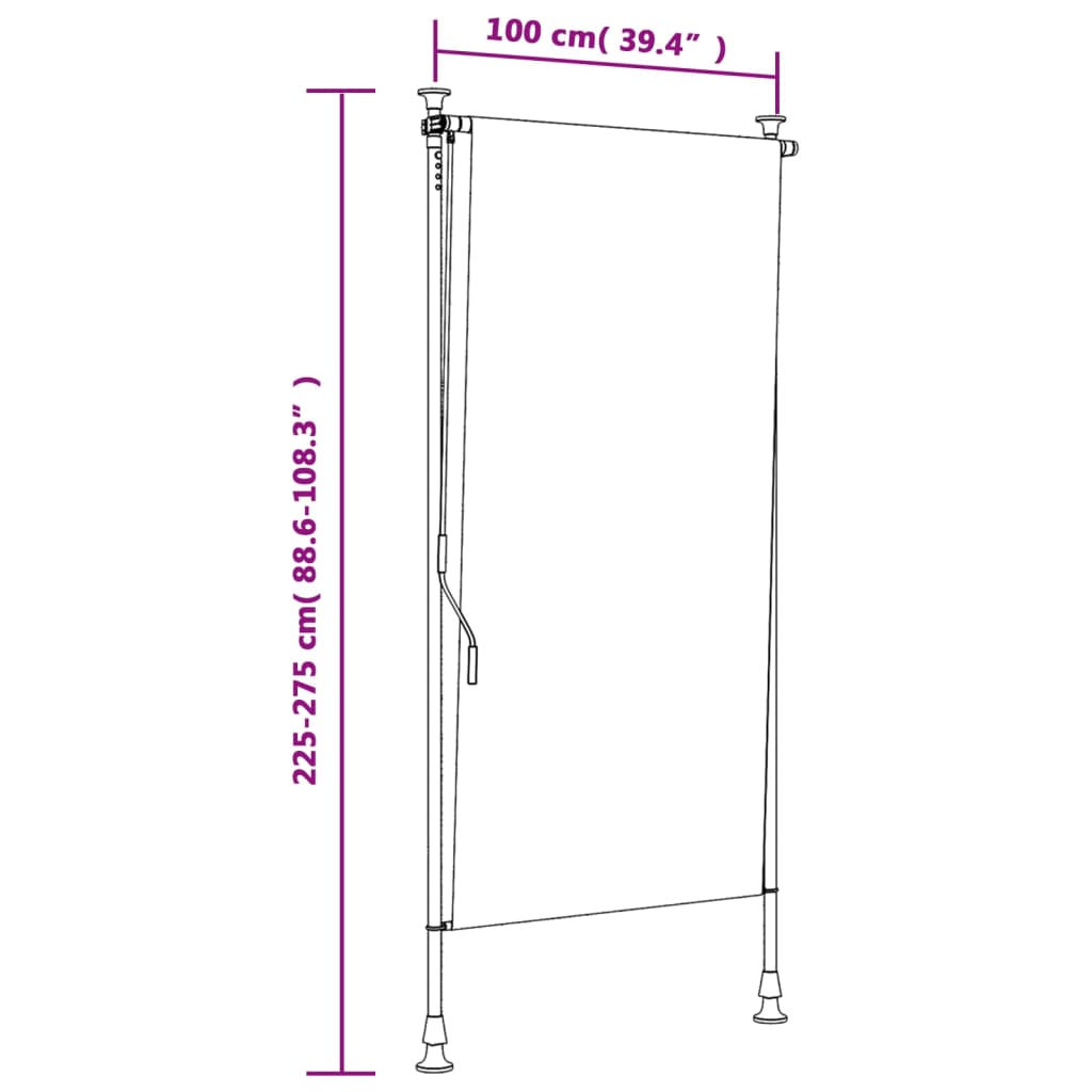 Rolgordijn voor buiten 100x270 cm stof en staal blauw en wit