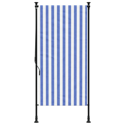 Rolgordijn voor buiten 120x270 cm stof en staal blauw en wit