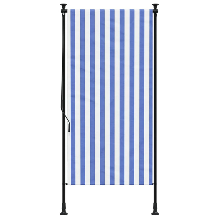 Rolgordijn voor buiten 120x270 cm stof en staal blauw en wit