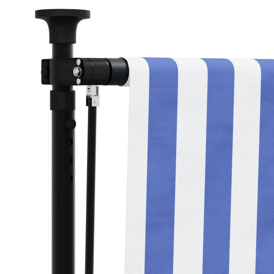 Rolgordijn voor buiten 120x270 cm stof en staal blauw en wit
