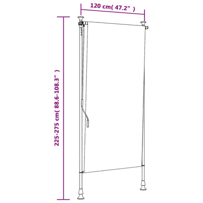 Rolgordijn voor buiten 120x270 cm stof en staal blauw en wit
