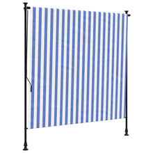 Rolgordijn voor buiten 150x270 cm stof en staal blauw en wit
