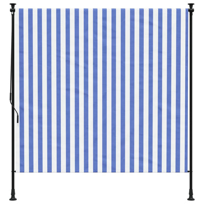 Rolgordijn voor buiten 150x270 cm stof en staal blauw en wit