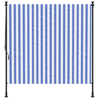 Rolgordijn voor buiten 200x270 cm stof en staal blauw en wit