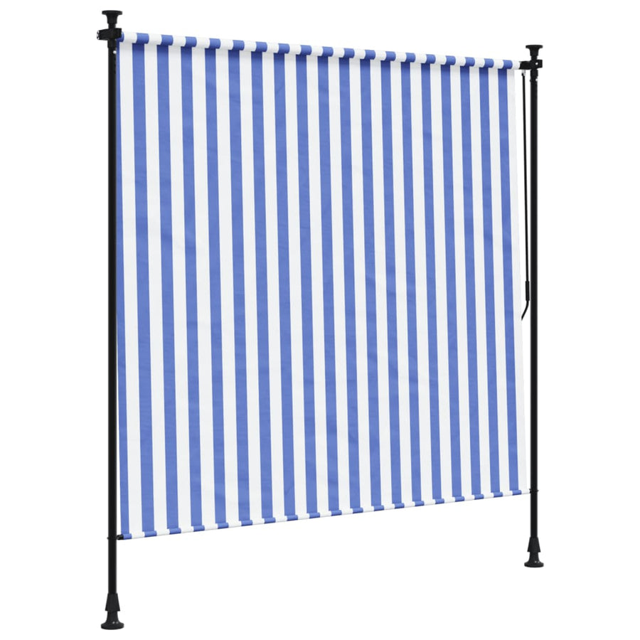 Rolgordijn voor buiten 200x270 cm stof en staal blauw en wit
