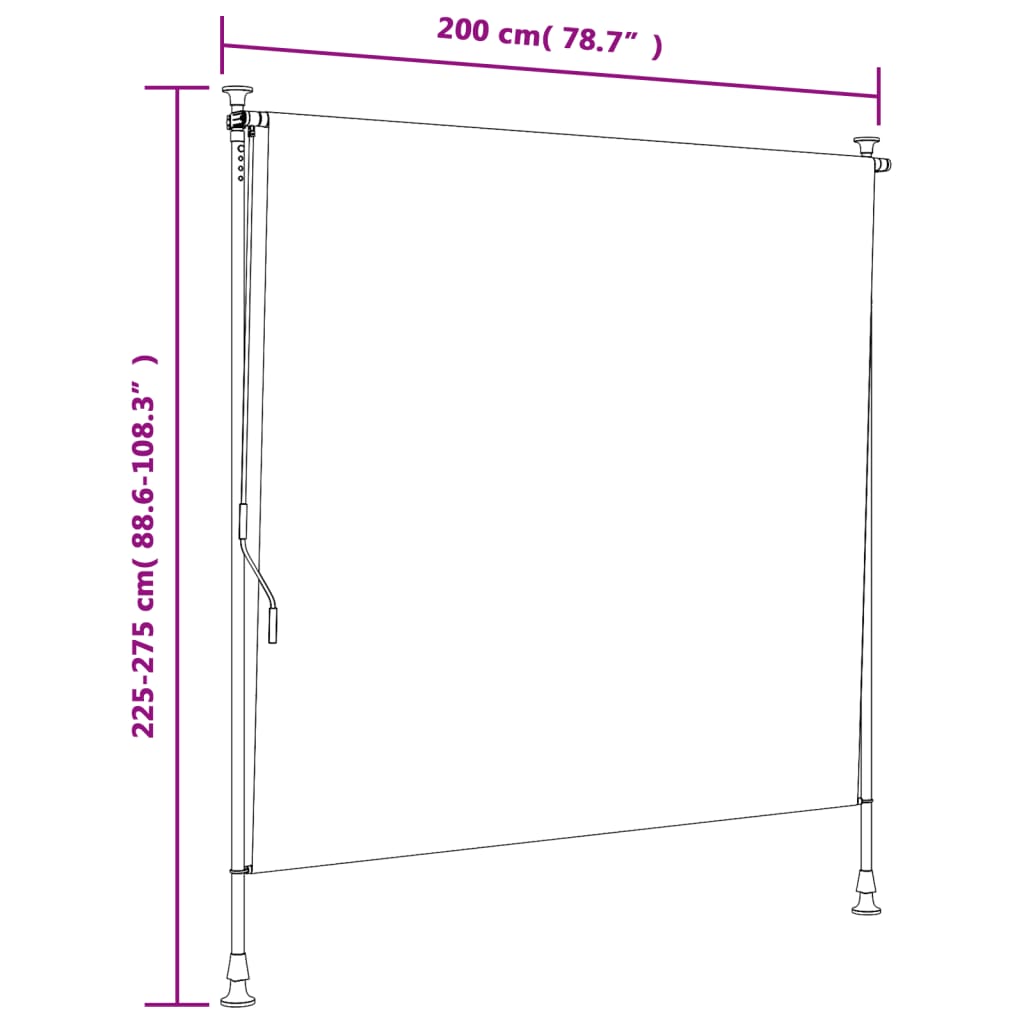 Rolgordijn voor buiten 200x270 cm stof en staal blauw en wit