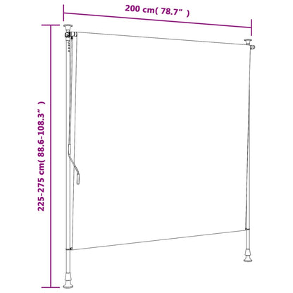 Rolgordijn voor buiten 200x270 cm stof en staal blauw en wit