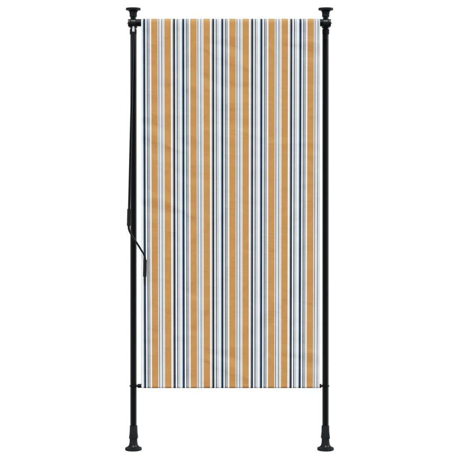 Rolgordijn voor buiten 120x270 cm stof en staal geel en wit