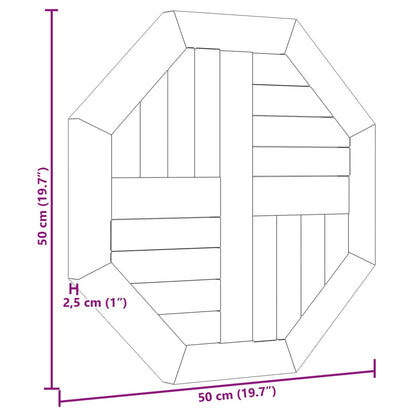 Tafelblad achthoekig 50x50x2,5 cm massief teakhout