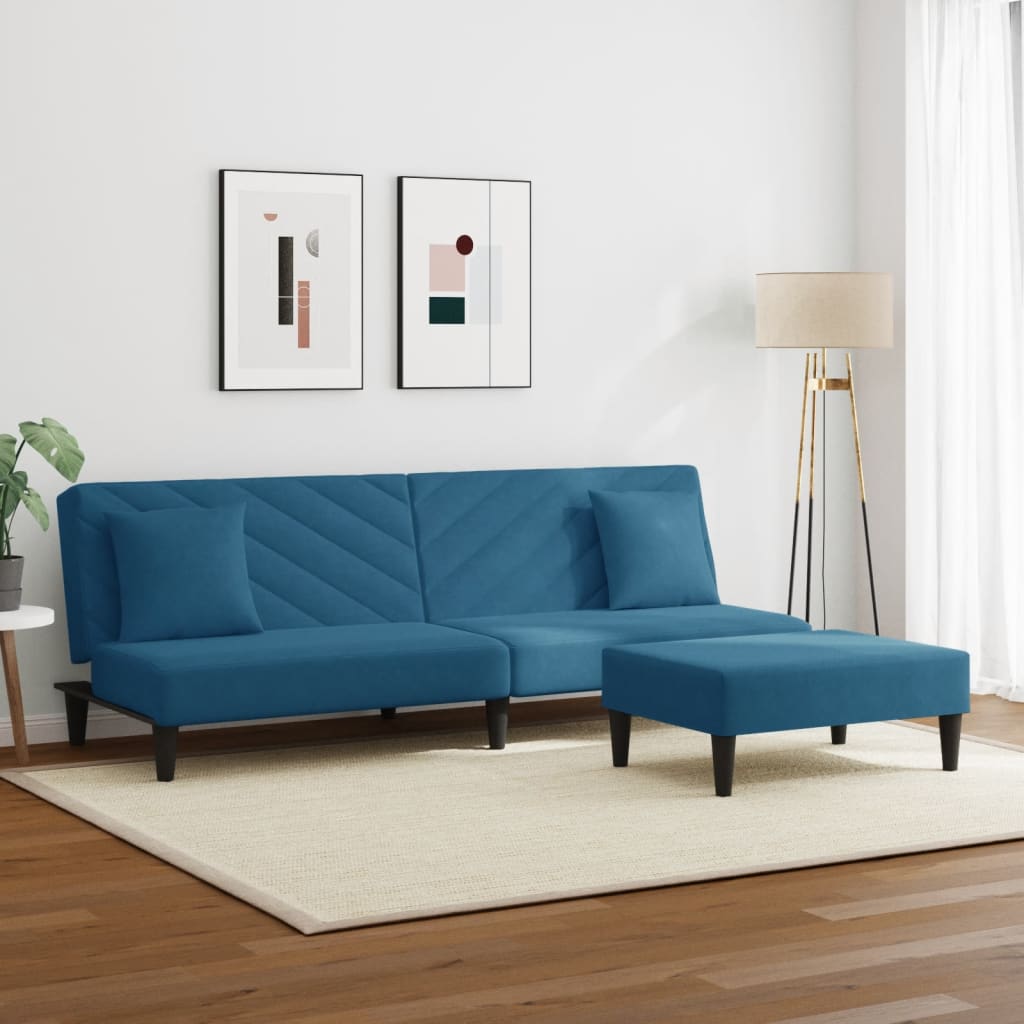 2-delige Loungeset met kussens fluweel blauw