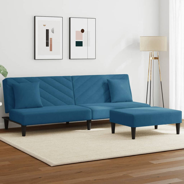 2-delige Loungeset met kussens fluweel blauw