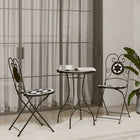 Bistro set mosaic iron and ceramic black and white
