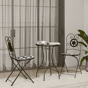 Bistroset mozaïek keramiek ijzer 50x70 cm zwart wit