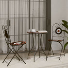 Mosaic bistro set in iron and ceramic, terracotta and white
